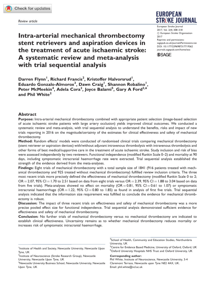 Intra-Arterial Mechanical Thrombectomy Stent Retrievers and Aspiration ...