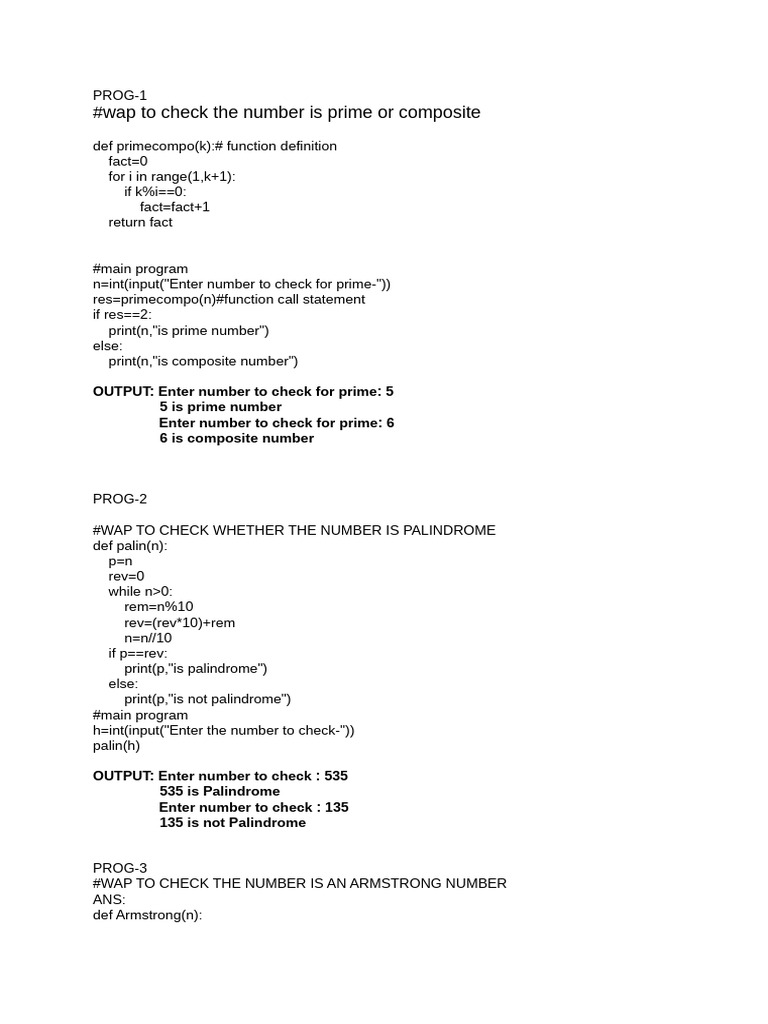 Python Programs for Number Checks and File Operations | PDF | Databases ...