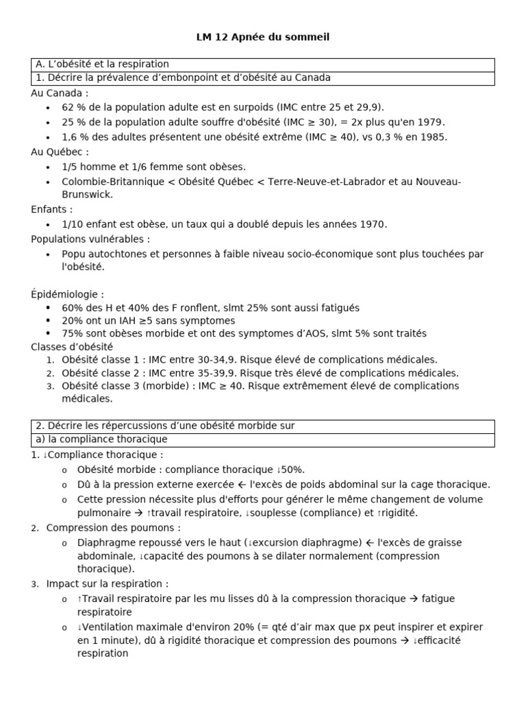 Obésité et apnée du sommeil au Canada | PDF | Syndrome d'apnées du ...