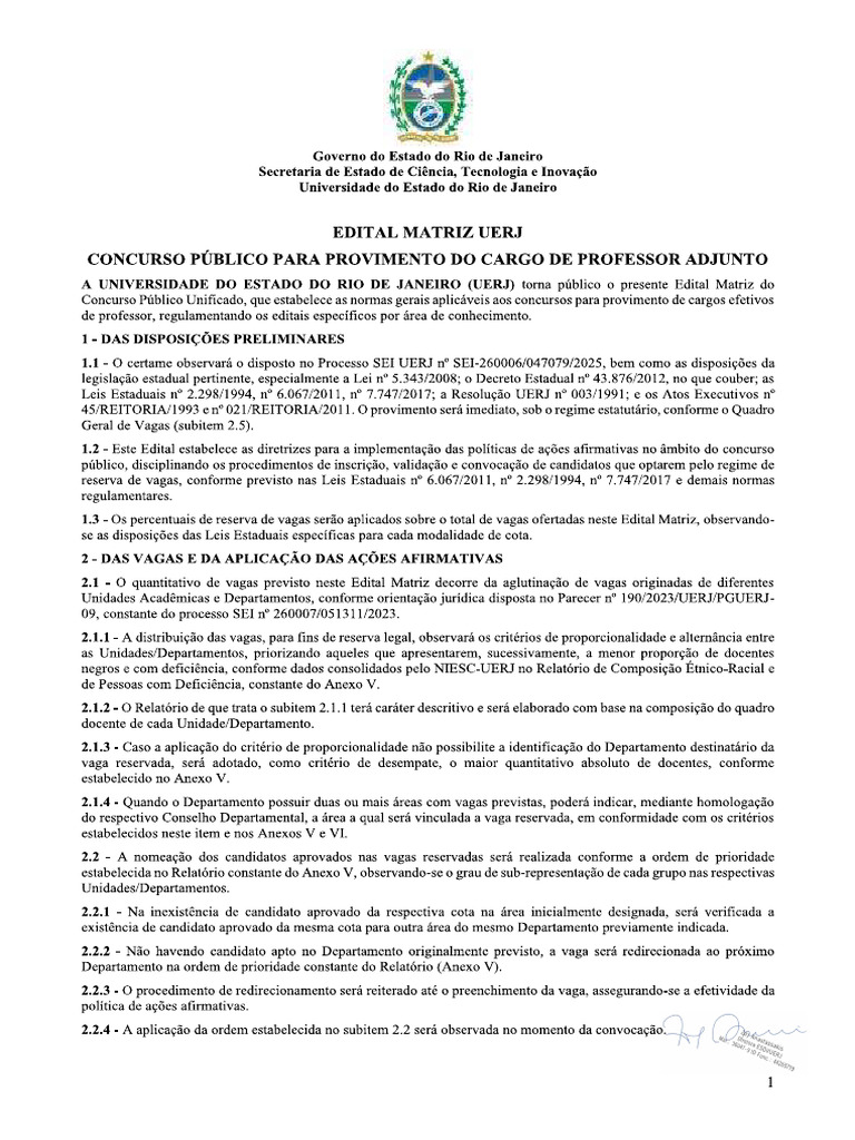 Edital Matriz Uerj | PDF