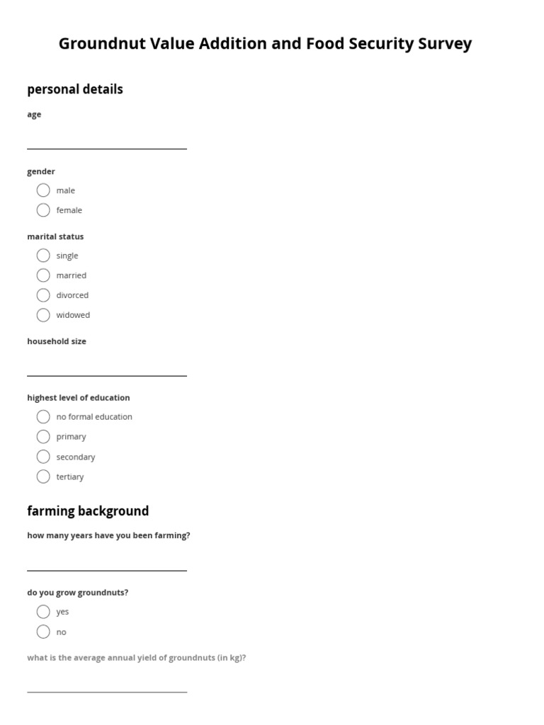 Groundnut Value Addition & Food Security Survey | PDF | Food Security ...
