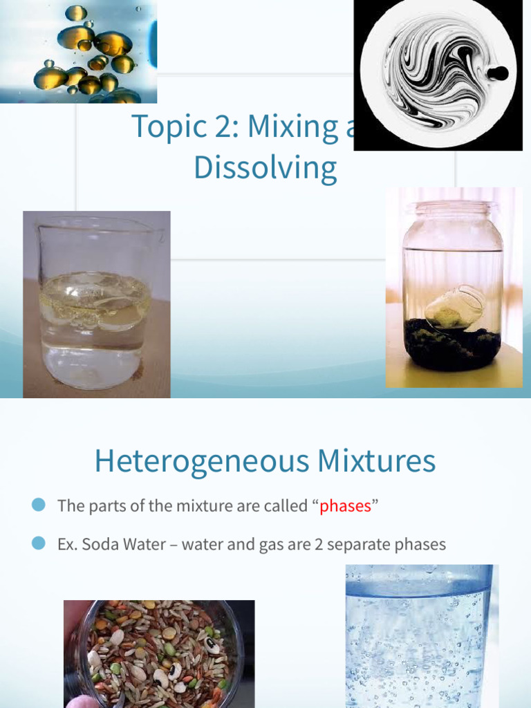 Mixing, Dissolving, and Mixture Types | PDF | Mixture | Emulsion