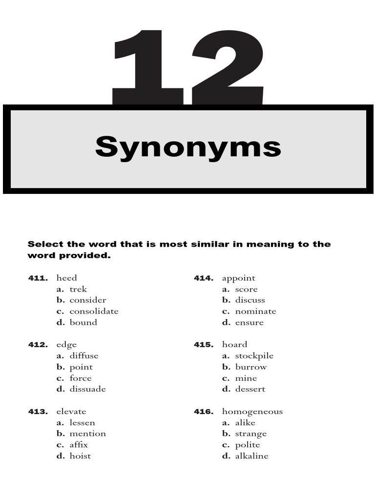 Synonyms and Antonyms Quiz Guide | PDF