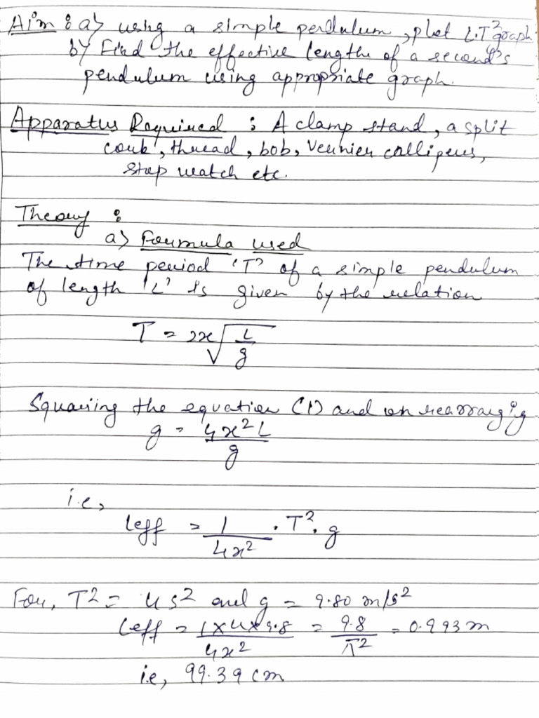 Exp5 XI Simple Pendulum | PDF