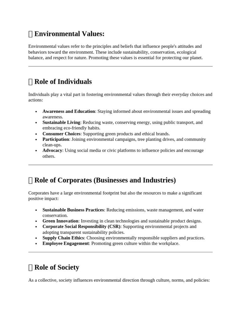 Environmental Values and Conservation Roles | PDF | Ozone Depletion ...