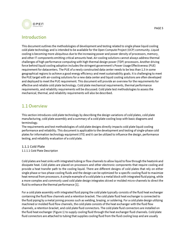 OCP Cold Plate Development and Qualification with Integrated Comments ...