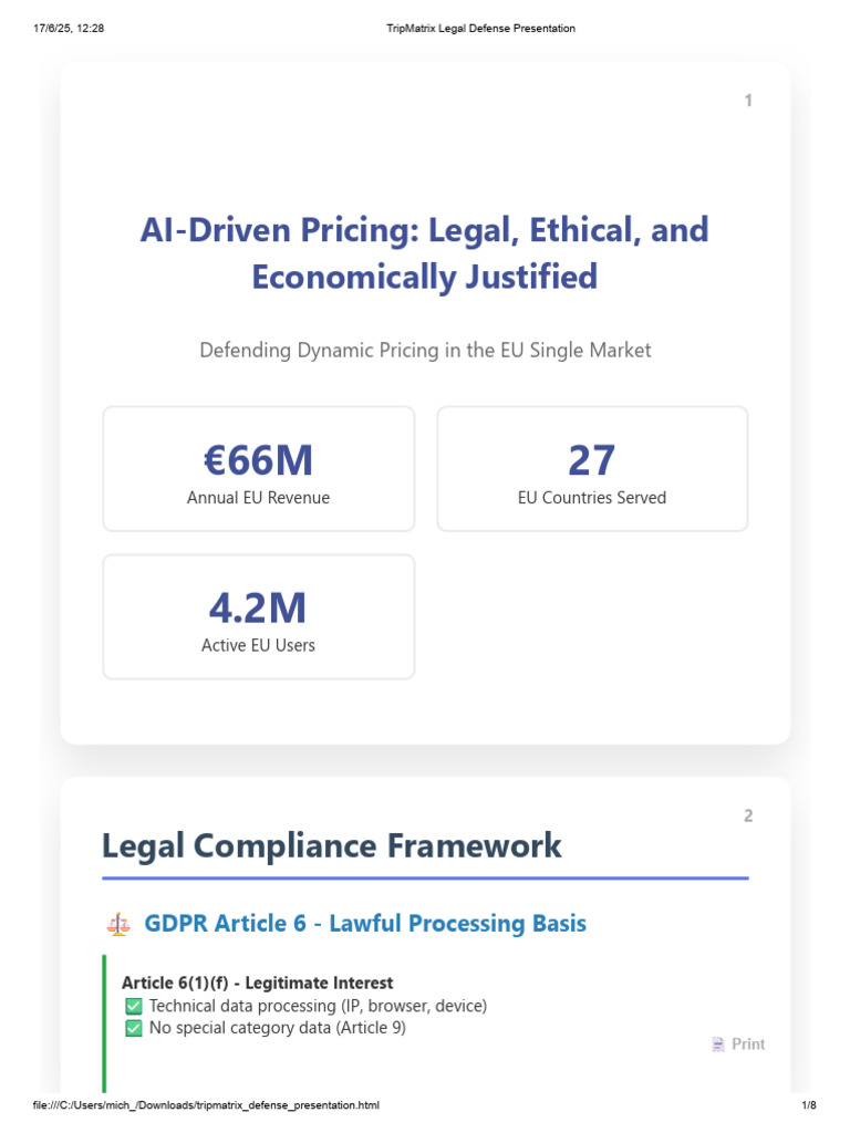 TripMatrix Legal Defense Presentation | PDF | Pricing | Regulatory ...