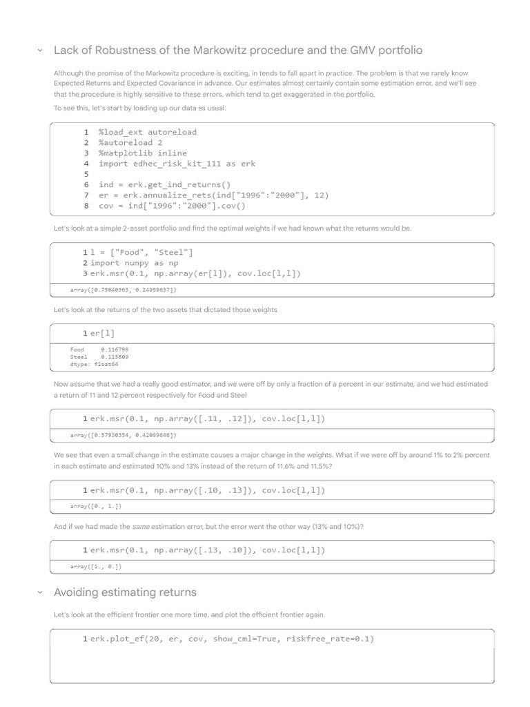 Markowitz Procedure Limitations Explained | PDF | Modern Portfolio ...