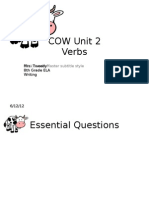COW Unit 2 Verbs: Click To Edit Master Subtitle Style