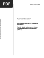 As 2162.2-1998 Verification and Use of Volumetric Apparatus Guide To The Use of Piston-Operated Volumetric AP