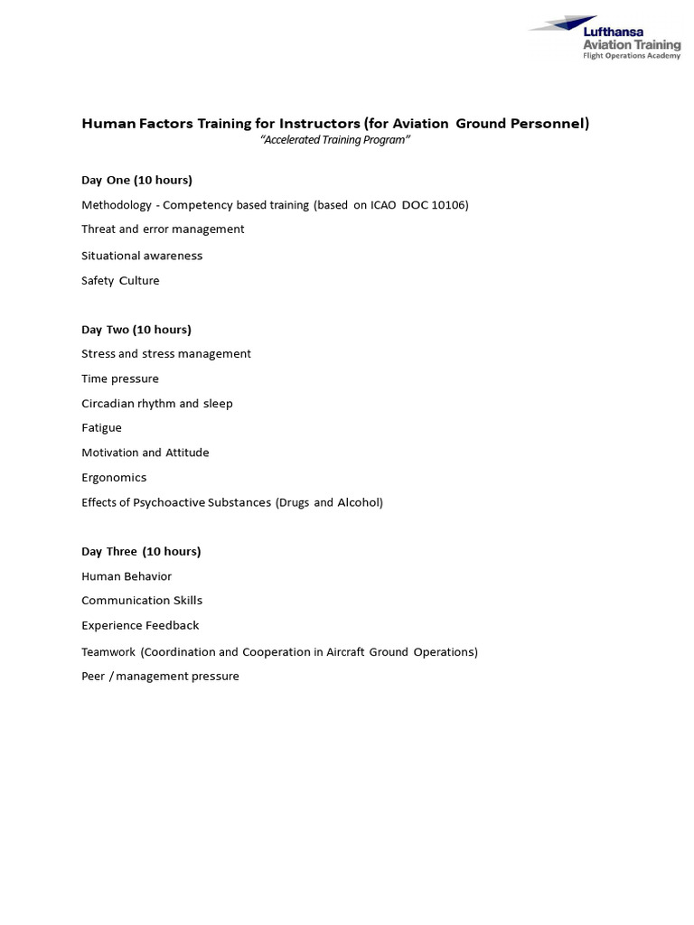 Human Factors Training for Aviation Instructors | PDF