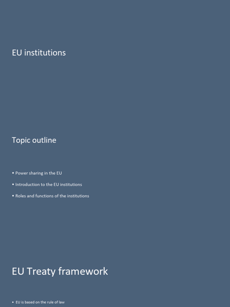 Overview of EU Institutions and Governance | PDF | European Council ...