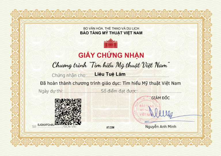 Giy CHNG NHN Hon THNH Bi TRC Nghim VNG 1 | PDF