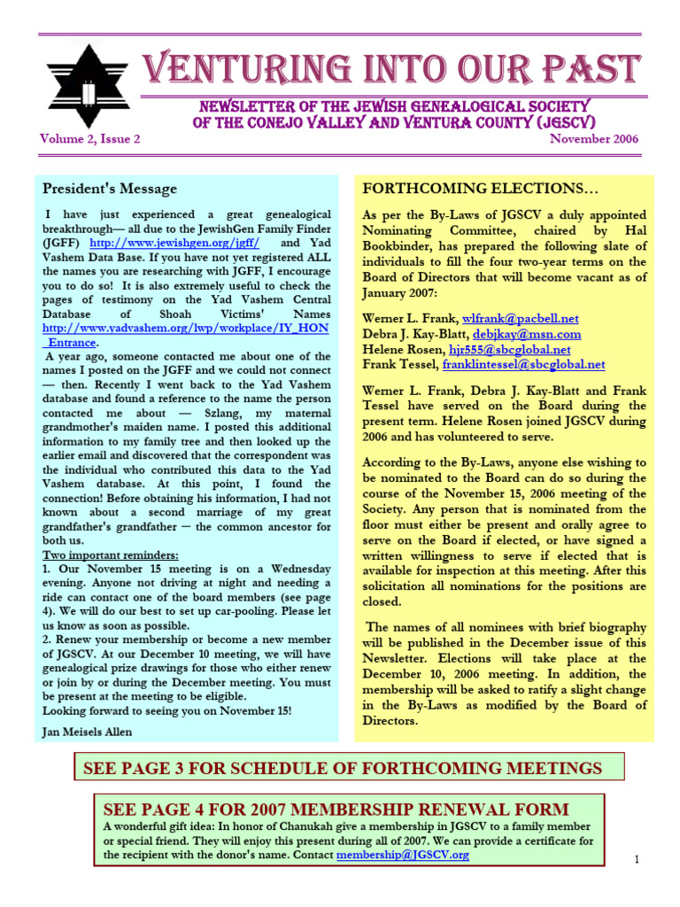 Venturing V2 N2 | PDF | Jews | Genealogy