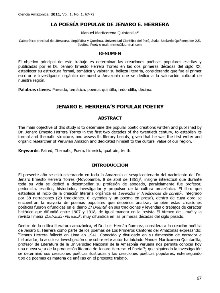 Jenaro Herrera | PDF | Poética