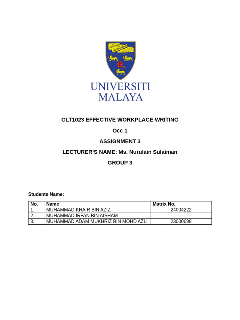 GLT1023 Group 3 Assignment 3 | PDF