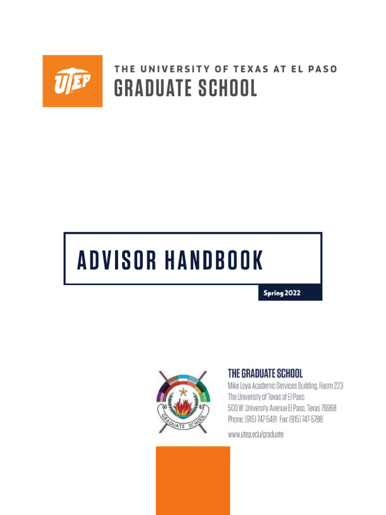 UTEP Graduate School Advisor Handbook | PDF | Postgraduate Education ...