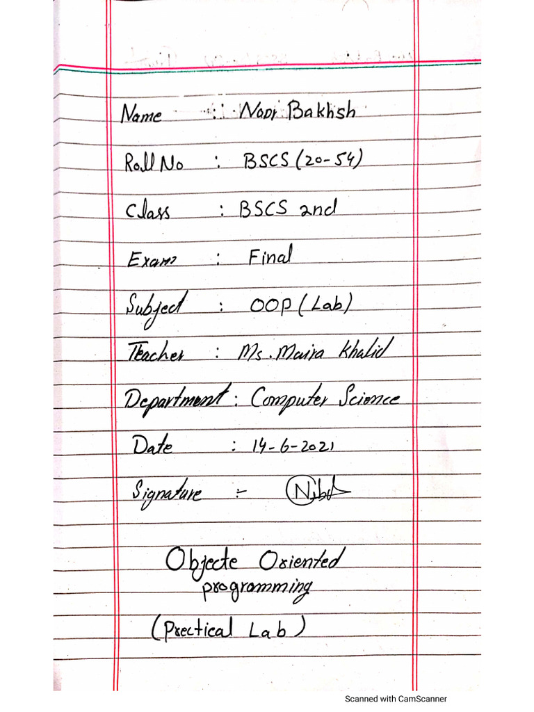Bscs 2nd Final Lab .Noor Bakhsh Bscs (20-54) | PDF