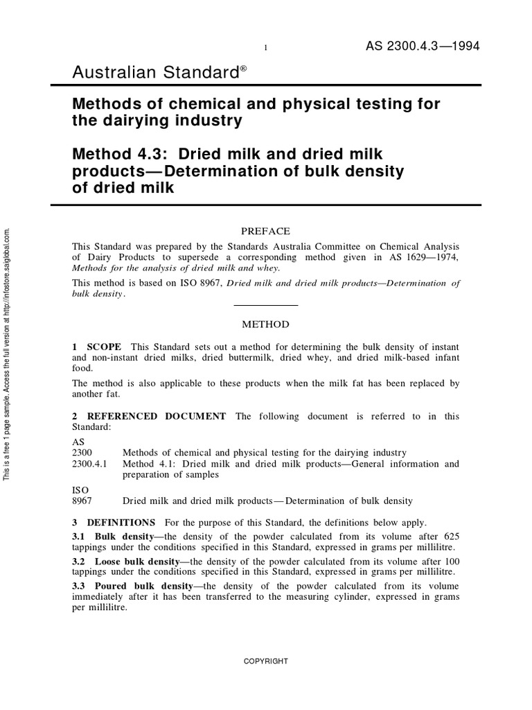As 2300.4.3-1994 Methods of Chemical and Physical Testing For The ...