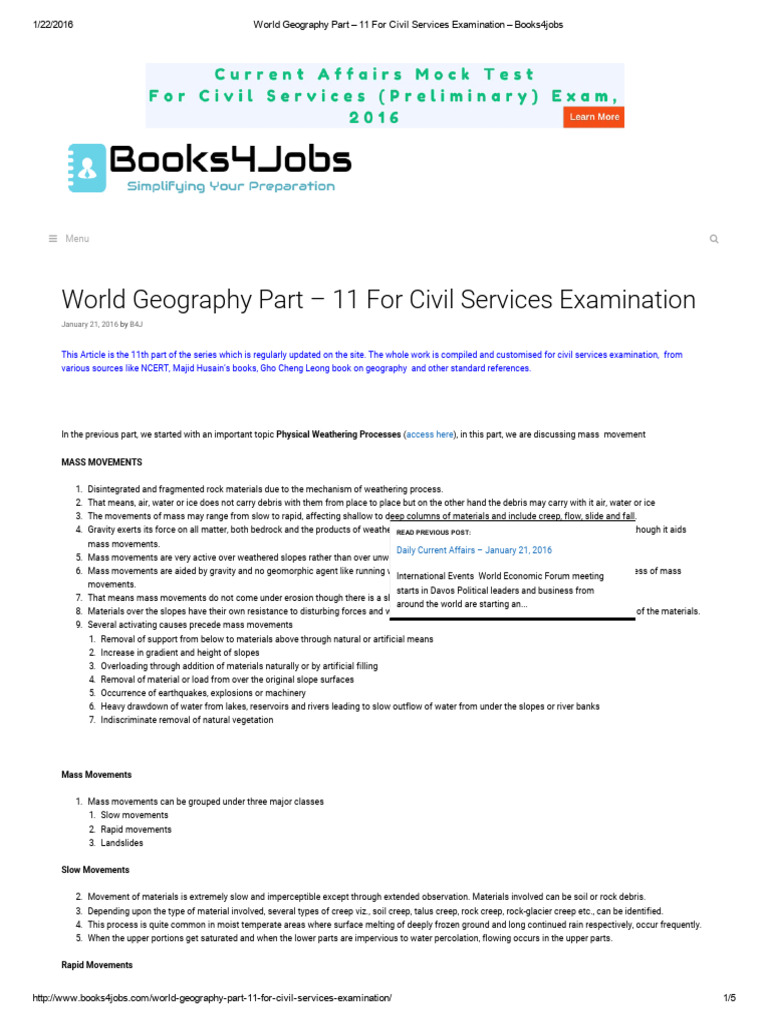 World Geography Part - 11 For Civil Services Examination - Books4jobs ...