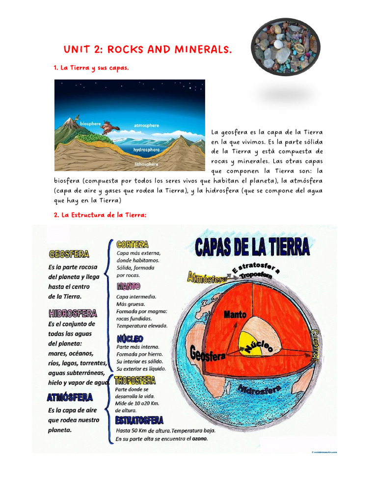 Rocas y Minerales: Estructura de la Tierra | PDF | Roca (geología) | Magma