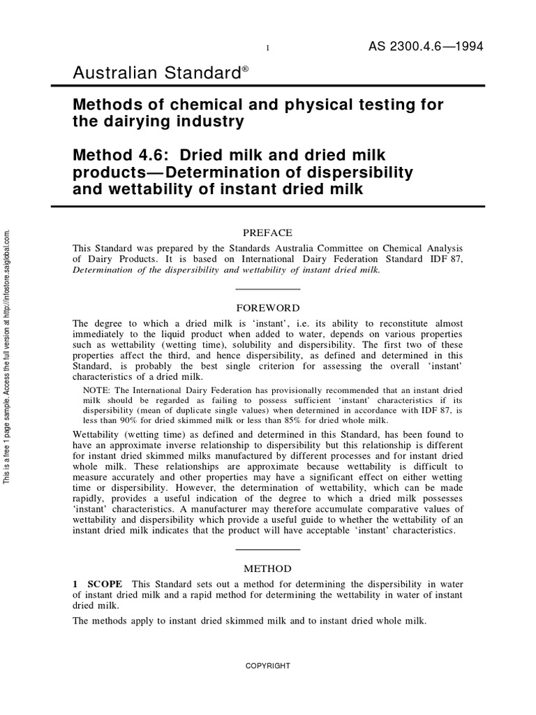 As 2300.4.61994 Methods of Chemical and Physical Testing For The