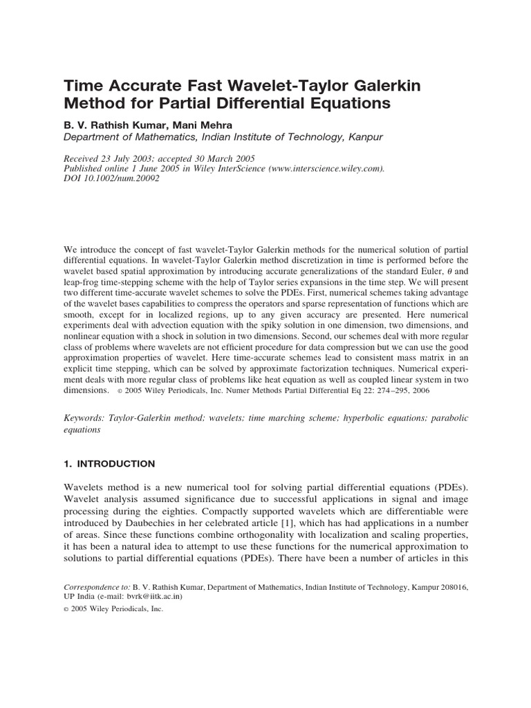 Fast Wavelet-Taylor Method for PDEs | PDF | Partial Differential ...
