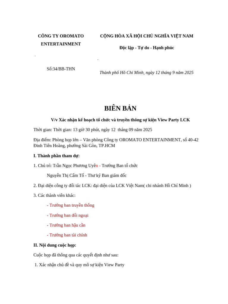 biên bản cuộc họp | PDF