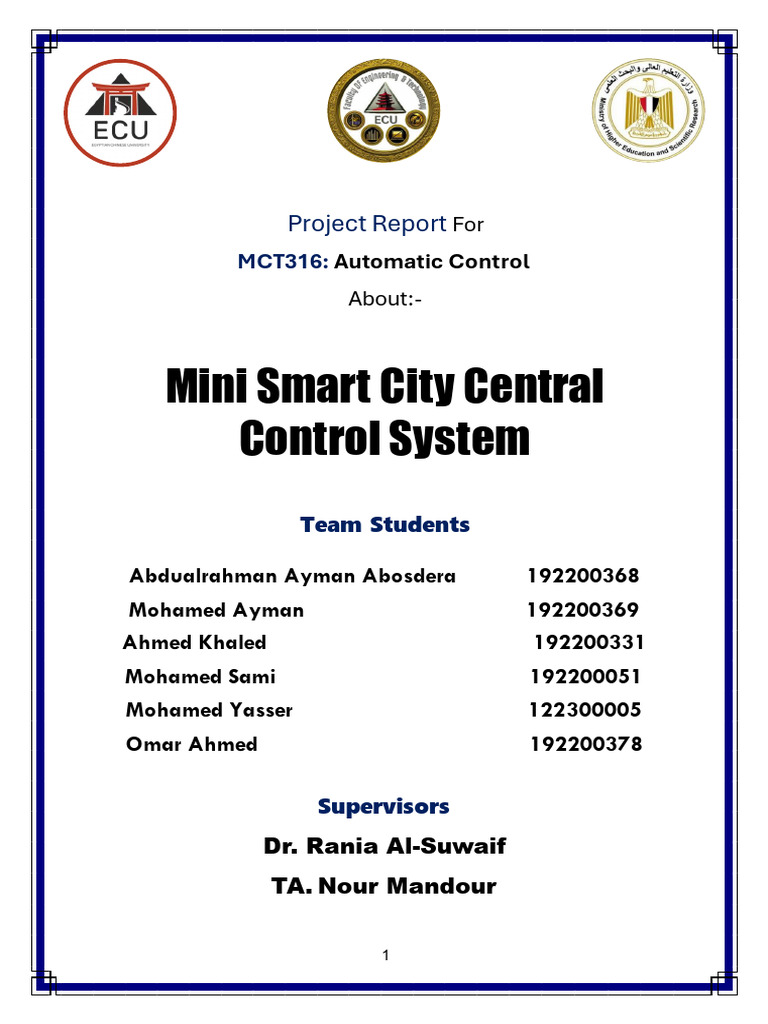Smart City Control System Report | PDF | Microcontroller | Analog To ...