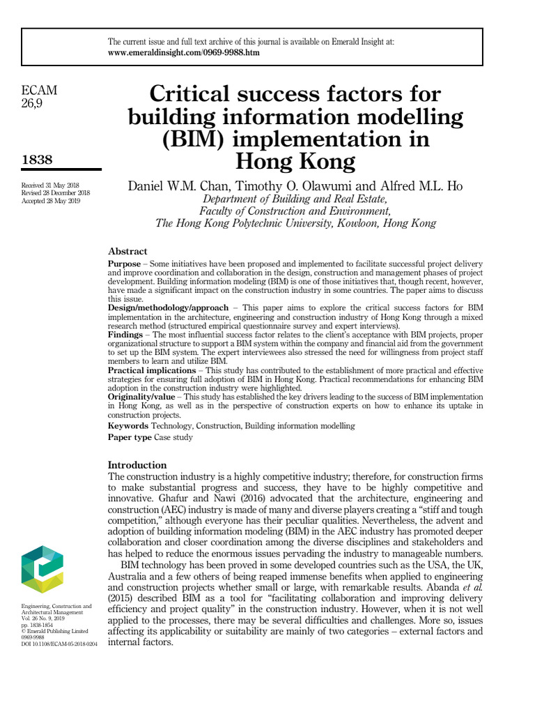 BIM Implementation Success Factors in Hong Kong | PDF | Survey ...
