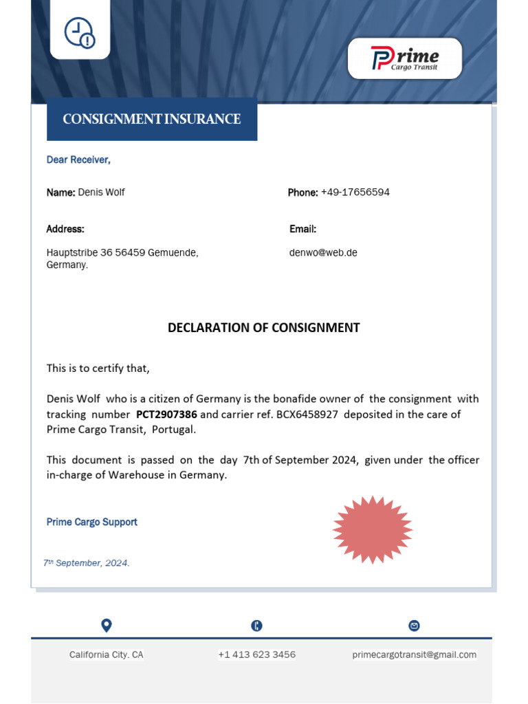 Consignment Insurance Denis Wolf | PDF