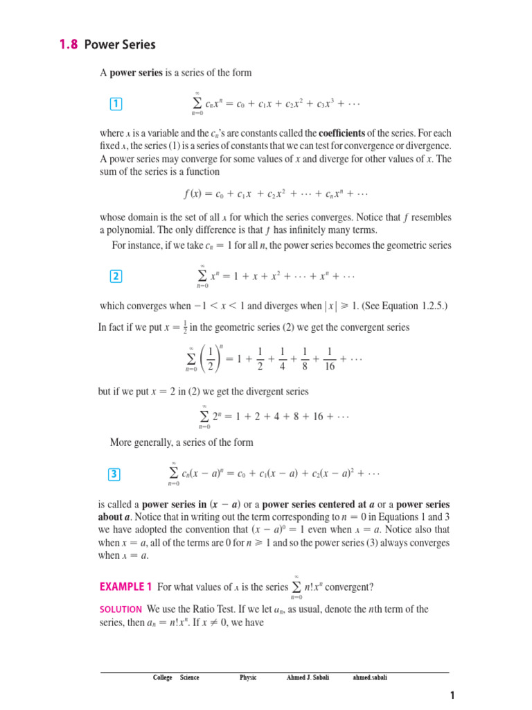 Power Series: Convergence and Radius | PDF | Power Series | Real Analysis