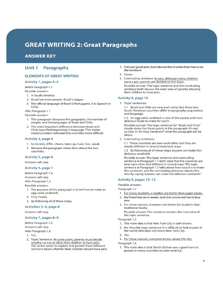 حل Great Writing | PDF