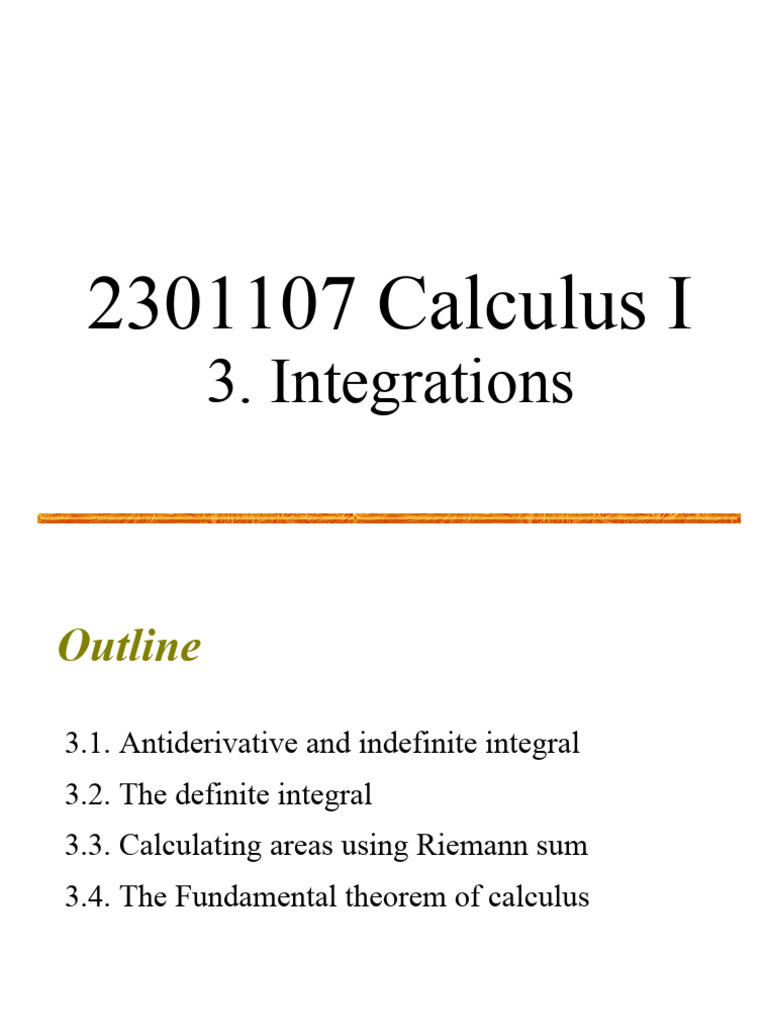 Calculus I: Integrations Overview | PDF | Integral | Area