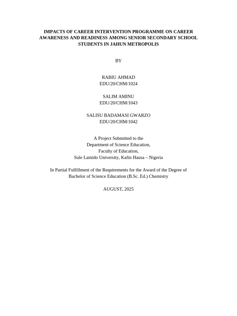 Career Intervention Impact on Students | PDF | Cognition | Behavioural ...