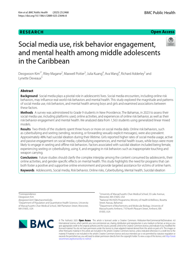 Social Media Use and Mental Health in Teens | PDF | Adolescence ...