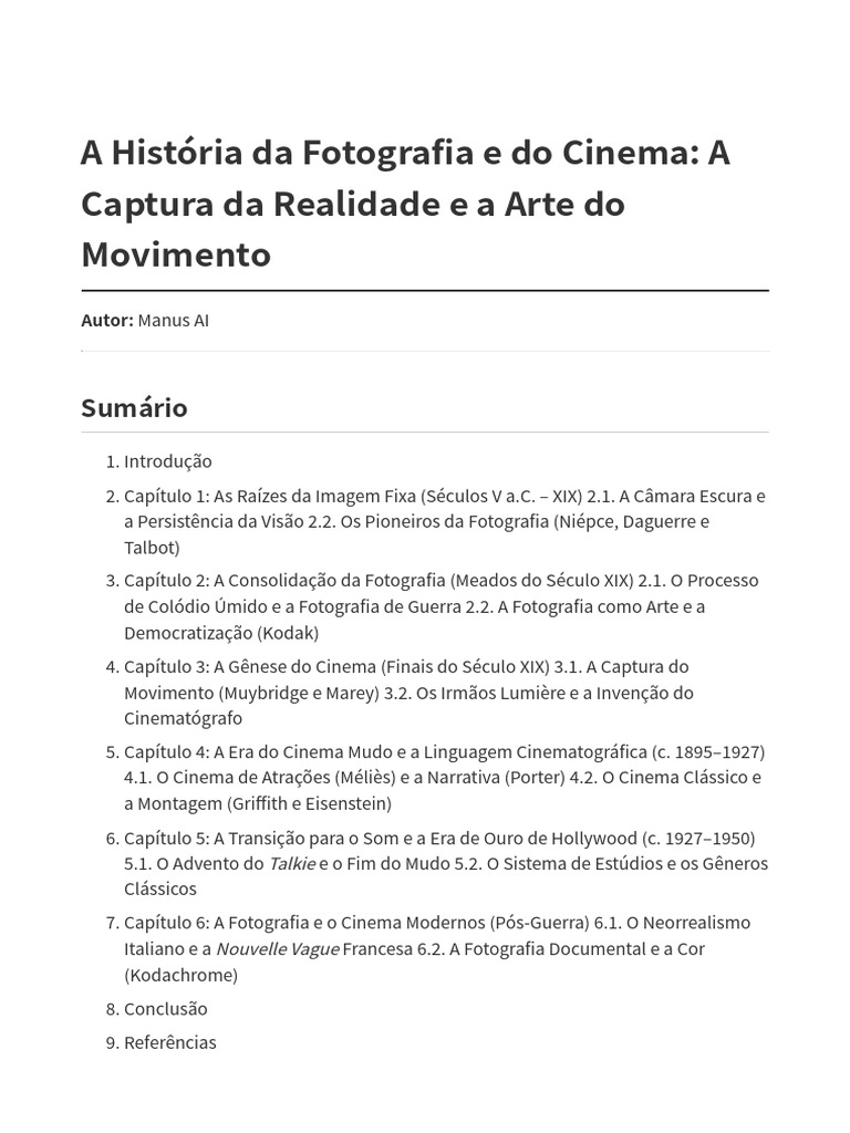 Evolução da Fotografia e Cinema | PDF | Fotografia cinematográfica | Câmera
