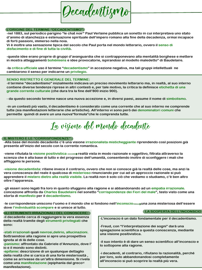 La Visione Del Mondo Decadente | PDF