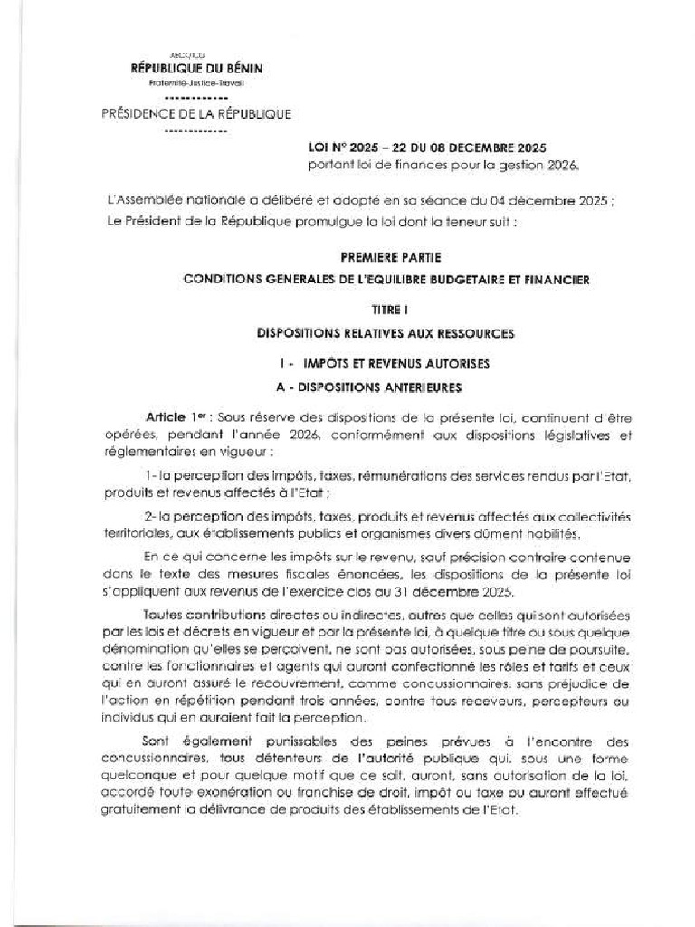 Loi Des Finances 2026 | PDF