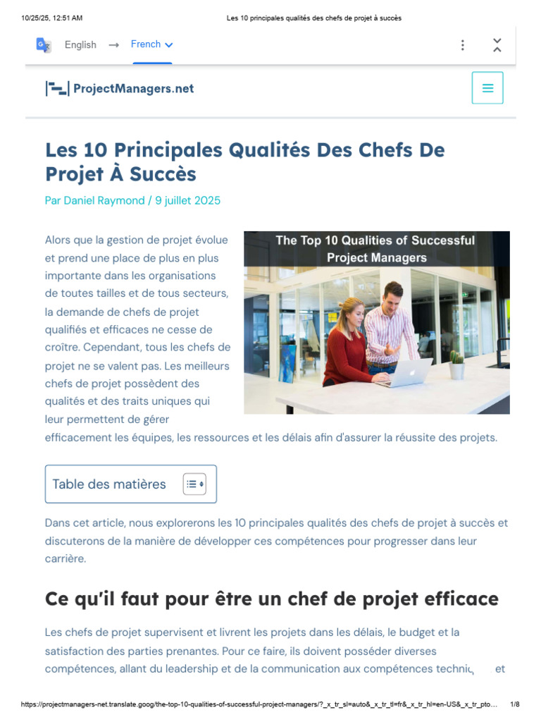 Qualités des Chefs de Projet Réussis | PDF