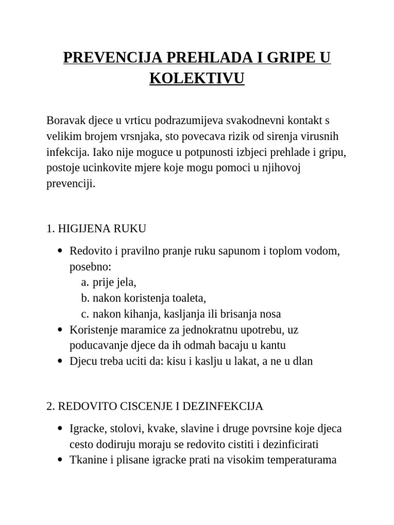 Prevencija Prehlada I Gripe U Kolektivu | PDF