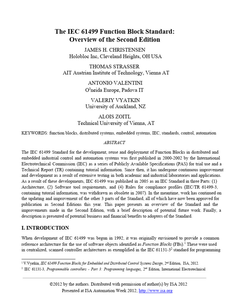 The IEC 61499 Function Block Standard | PDF | Programmable Logic ...