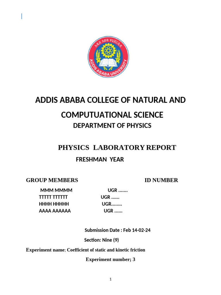Friction Coefficients Lab Report | PDF