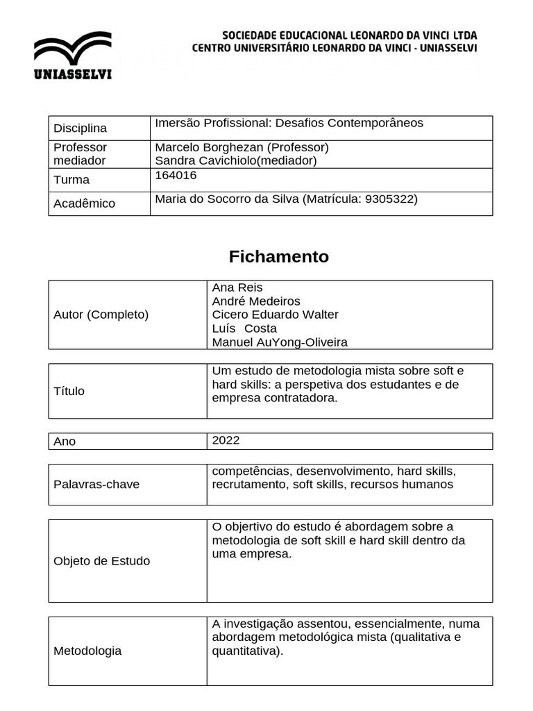 Soft e Hard Skills no Mercado de Trabalho | PDF | Metodologia ...