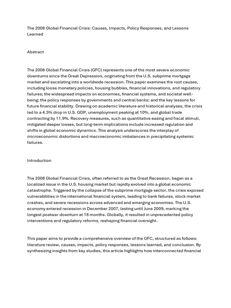 Global Financial Crisis | PDF | Collateralized Debt Obligation | Recession
