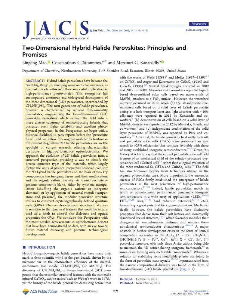 2D Hybrid Halide Perovskites Overview | PDF | Semiconductors | Chemistry