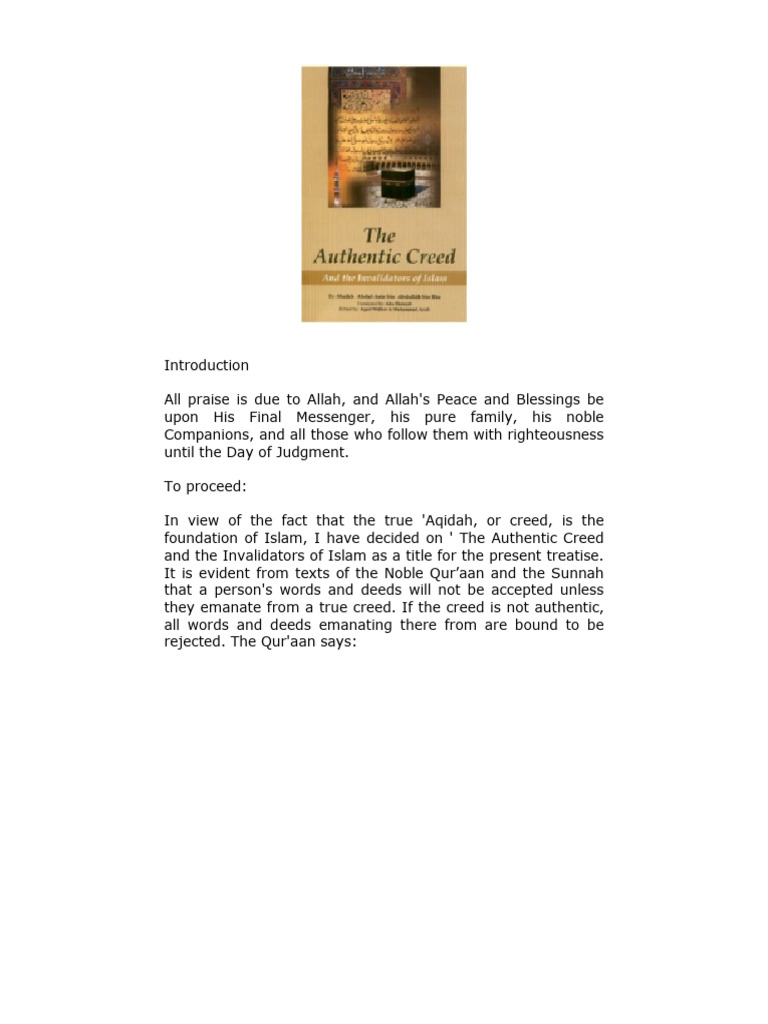 Authentic Islamic Creed Explained | PDF | God In Islam | Prophets And ...