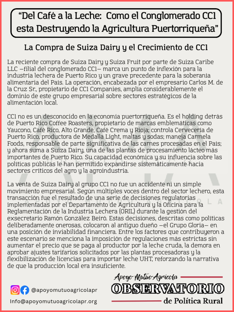 CC1 y el Futuro de la Lechería en PR | PDF | café | Agricultura