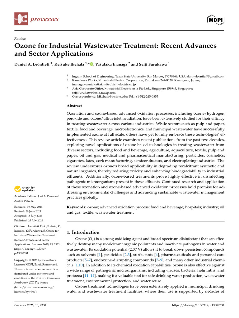 Ozone in Industrial Wastewater Treatment | PDF | Ozone | Sewage Treatment