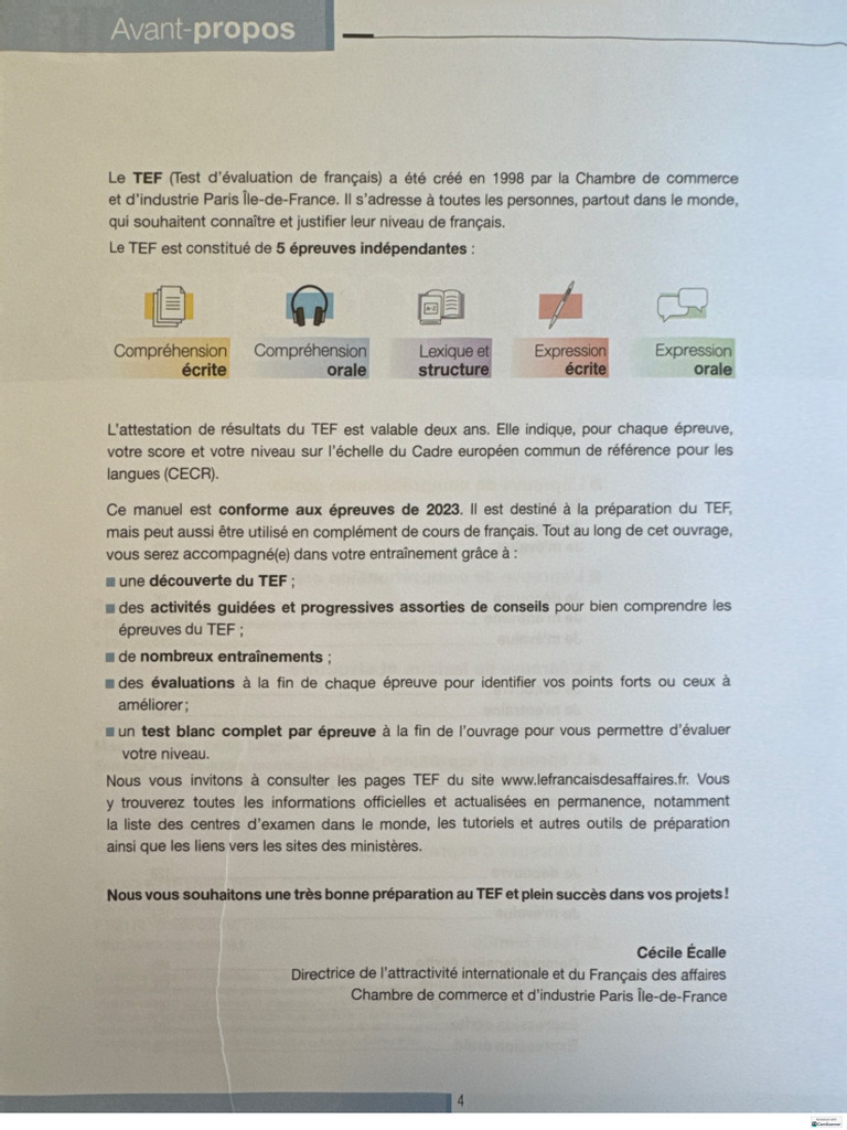 TEF - Oral Et Écrit | PDF